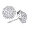 Image 1 : 0.82 CTW Diamond Circle Layered Cluster Earrings 10KT White Gold - REF-67K4W