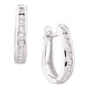 Image 1 : 0.25 CTW Diamond Single Row Oblong Hoop Earrings 14KT White Gold - REF-26N9F