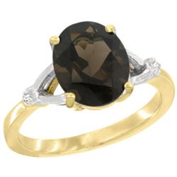 Natural 2.41 ctw Smoky-topaz & Diamond Engagement Ring 14K Yellow Gold - REF-33F8N