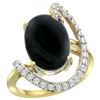 Image 1 : Natural 3.63 ctw Onyx & Diamond Engagement Ring 14K Yellow Gold - REF-85Z2Y