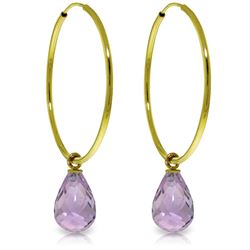 Genuine 4.5 ctw Amethyst Earrings Jewelry 14KT Yellow Gold - REF-26V2W