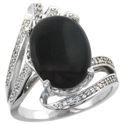 Natural 3.5 ctw onyx & Diamond Engagement Ring 14K White Gold - REF-86F5N