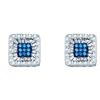 Image 1 : 0.50 CTWBlue Color Diamond Square Stud Earrings 10KT White Gold - REF-43X4Y