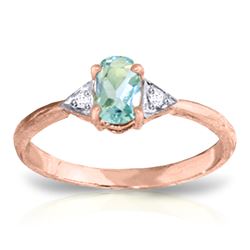 Genuine 0.46 ctw Aquamarine & Diamond Ring Jewelry 14KT Rose Gold - REF-23W5Y