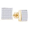 Image 1 : 1.04 CTW Princess Diamond Square Cluster Stud Earrings 14KT Yellow Gold - REF-75X2Y