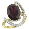 Image 1 : Natural 6.91 ctw Garnet & Diamond Engagement Ring 14K Yellow Gold - REF-100K3R