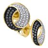 Image 1 : 0.20 CTW Black Color Diamond Circle Cluster Earrings 10KT Yellow Gold - REF-18W2K