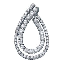 0.50 CTWDiamond Double Teardrop Pendant 10KT White Gold - REF-37M5H