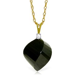 Genuine 15.55 ctw Black Spinel & Diamond Necklace Jewelry 14KT Yellow Gold - REF-25Z4N