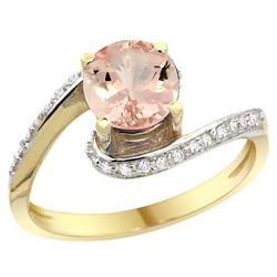 Natural 0.94 ctw morganite & Diamond Engagement Ring 14K Yellow Gold - REF-56N2G