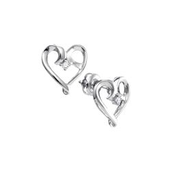 0.05 CTW Diamond Heart Love Stud Earrings 10KT White Gold - REF-14N9F