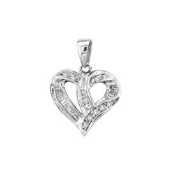 0.27 CTW Diamond Small Heart Love Pendant 14KT White Gold - REF-14W9K