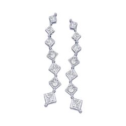 0.50 CTWPrincess Diamond Journey Stud Earrings 14KT White Gold - REF-47H8M