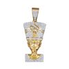 Image 1 : 0.60 CTWMens Diamond Nefertiti Pharaoh Charm Pendant 10KT Yellow Gold - REF-52W4K