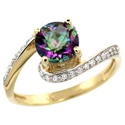 Natural 1.24 ctw mystic-topaz & Diamond Engagement Ring 10K Yellow Gold - REF-42M9H
