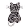 Image 1 : 0.25 CTW Black Color Diamond Kitty Cat Pendant 14KT White Gold - REF-22F4N