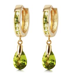 Genuine 3.9 ctw Peridot Earrings Jewelry 14KT Yellow Gold - REF-51H2X