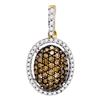 Image 1 : 0.51 CTW Brown Color Diamond Oval Pendant 10KT Yellow Gold - REF-22X4Y