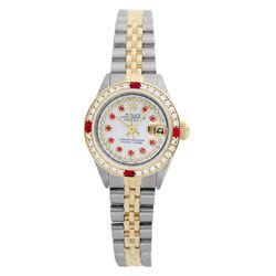 Rolex Pre-owned 26mm Womens Custom String White Dial Two Tone - REF-540Y3W