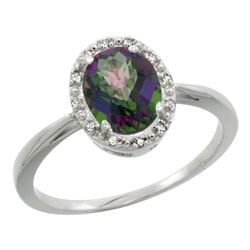 Natural 1.22 ctw Mystic-topaz & Diamond Engagement Ring 10K White Gold - REF-20K3R