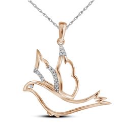 0.05 CTW Diamond Animal Dove Bird Pendant 10KT Rose Gold - REF-10Y5X