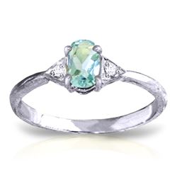 Genuine 0.46 ctw Aquamarine & Diamond Ring Jewelry 14KT White Gold - REF-23T5A