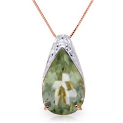 Genuine 5 ctw Green Amethyst Necklace Jewelry 14KT Rose Gold - REF-27Y2F