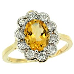 Natural 2.34 ctw Citrine & Diamond Engagement Ring 14K Yellow Gold - REF-81K4R