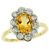 Image 1 : Natural 2.34 ctw Citrine & Diamond Engagement Ring 14K Yellow Gold - REF-81K4R
