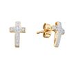 Image 1 : 0.10 CTW Diamond Cross Stud Earrings 10KT Yellow Gold - REF-10Y5X