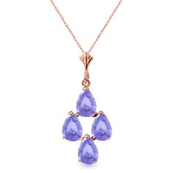 Genuine 1.50 ctw Tanzanite Necklace Jewelry 14KT Rose Gold - REF-28N5R