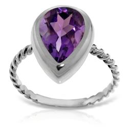 Genuine 2.5 ctw Amethyst Ring Jewelry 14KT White Gold - REF-40R7P