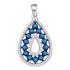 Image 1 : 1.05 CTW Blue Color Diamond Teardrop Framed Pendant 10KT White Gold - REF-40N4F