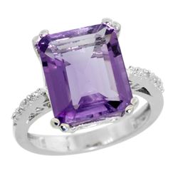 Natural 5.48 ctw amethyst & Diamond Engagement Ring 10K White Gold - REF-39Y6X