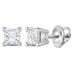 0.40 CTW Princess Diamond Solitaire Stud Earrings 14KT White Gold - REF-37X5Y