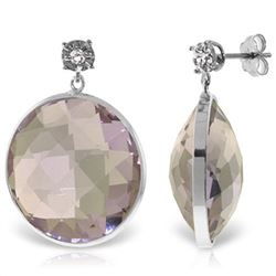 Genuine 36.06 ctw Amethyst & Diamond Earrings Jewelry 14KT White Gold - REF-87T5A