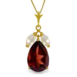 Genuine 6.5 ctw Garnet & White Topaz Necklace Jewelry 14KT Yellow Gold - REF-40Y7F