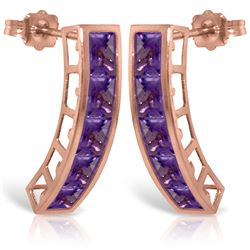 Genuine 4.5 ctw Amethyst Earrings Jewelry 14KT Rose Gold - REF-38A5K