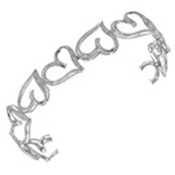 0.12 CTW Diamond Heart Love Bangle Bracelet 10KT White Gold - REF-49Y5X