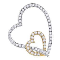 0.33 CTW Diamond Double Linked Heart Pendant 10KT Two-tone Gold - REF-22N4F