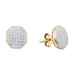 0.20 CTW Diamond Octagon Cluster Earrings 10KT Yellow Gold - REF-18M2H