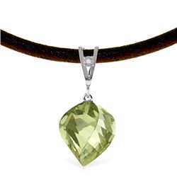 Genuine 13.01 ctw Green Amethyst & Diamond Necklace Jewelry 14KT White Gold - REF-45W3Y