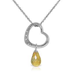 Genuine 2.28 ctw Citrine & Diamond Necklace Jewelry 14KT White Gold - REF-40H7X