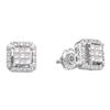Image 1 : 0.33 CTW Princess Diamond Square Cluster Earrings 14KT White Gold - REF-41X9Y