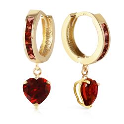 Genuine 4.1 ctw Garnet Earrings Jewelry 14KT Yellow Gold - REF-52F2Z