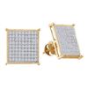 Image 1 : 0.50 CTWDiamond Square Cluster Screwback Earrings 10KT Yellow Gold - REF-33K8W