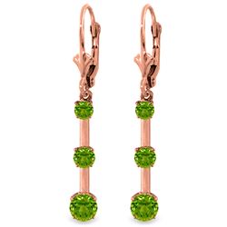 Genuine 2.5 ctw Peridot Earrings Jewelry 14KT Rose Gold - REF-39H3X