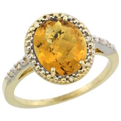 Natural 2.42 ctw Whisky-quartz & Diamond Engagement Ring 10K Yellow Gold - REF-24Y6X