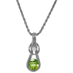 Genuine 0.65 ctw Peridot Necklace Jewelry 14KT White Gold - REF-73N7R