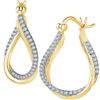 Image 1 : 0.50 CTWDiamond Oval Hoop Earrings 10KT Yellow Gold - REF-52Y4X